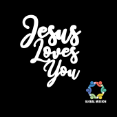 Black,Back, Global Mission(logo),Psalm 136.26,90x90cm