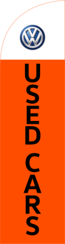 Orange White,Volkswagen(logo)USED CARS(stacked),80x300cm